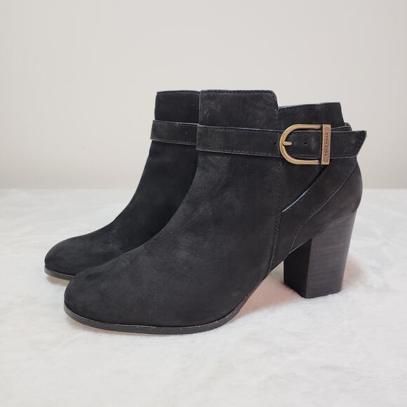 Cole Haan Shoes - Cole Haan Black Nubuck 8C Wide Ankle Boots Whimsigoth Witchy Quiet Luxury Boho